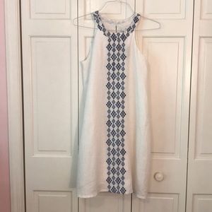 White and Blue embroidered dress.